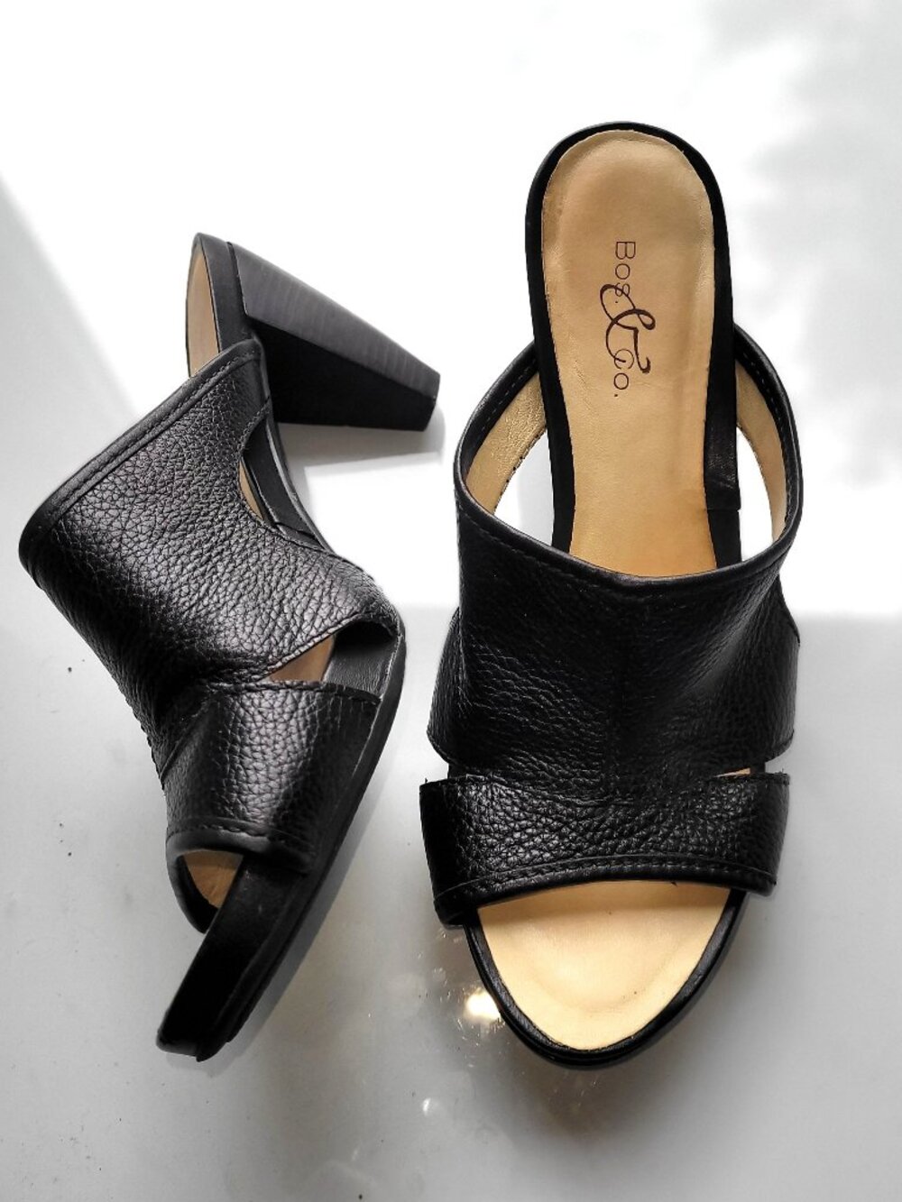 Bos. & Co. Beatrix Black Cone Heeled Mules Size 39